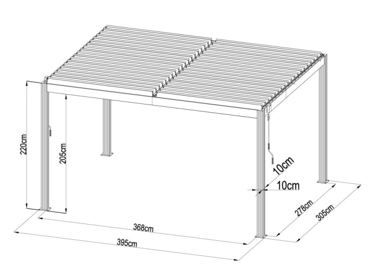 Bioklimatická pergola G21 Austin 4x3 m, antracitová hliníková