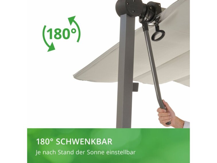 Skladacia slnečná strieška WAVED 4x2,5 m svetlosivá, hliníkový rám