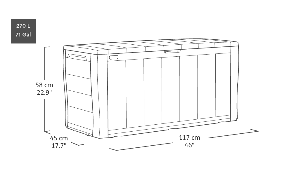 Úložný box SHERWOOD STORAGE Keter hnedý 117x45x58cm