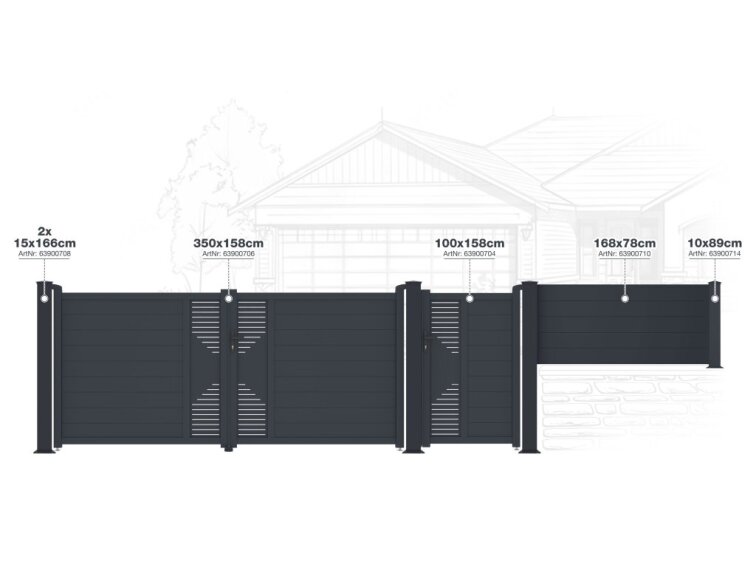 Brána G21 Marion 350x158 cm dvojkrídlová, antracitová