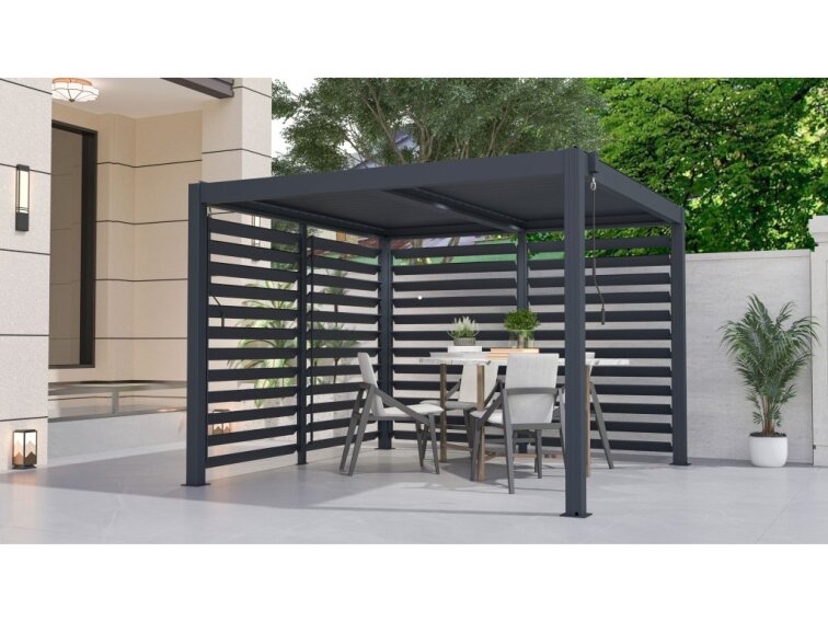 Bioklimatická pergola G21 Austin 3x3 m, antracitová hliníková