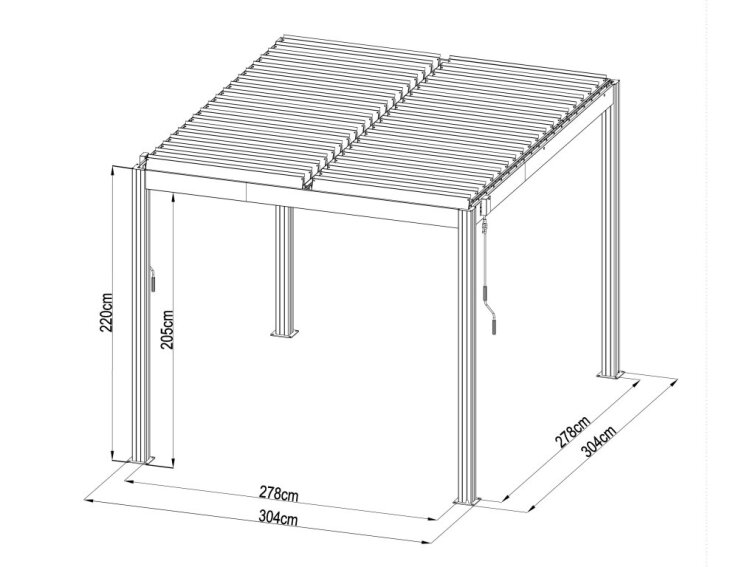 Bioklimatická pergola G21 Austin 3x3 m, antracitová hliníková