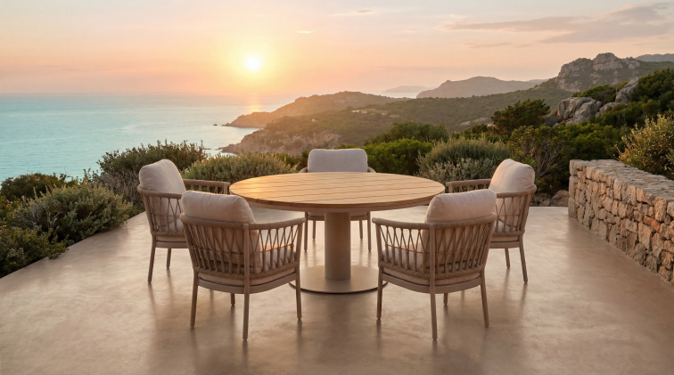 Moreno jedálenský stôl Teak 150 cm okrúhly, nízky