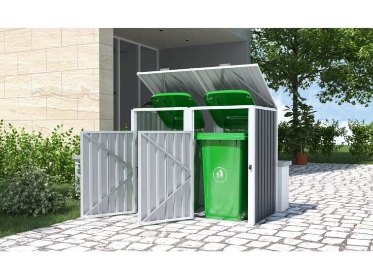 Prístrešok na popolnice - smetiaky G21 146x121x82 cm, antracitový plechový