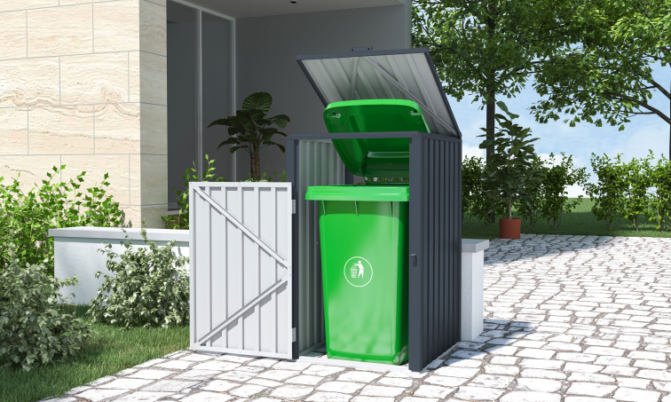 Prístrešok na popolnice - smetiaky G21 73x121x82 cm, antracitový plechový