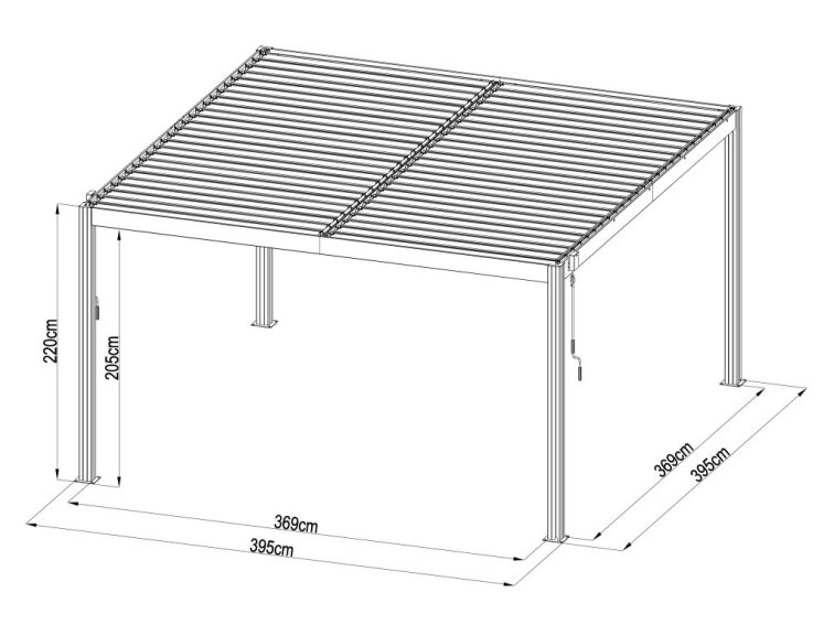 Bioklimatická pergola G21 Austin 4x4 m, antracitová hliníková