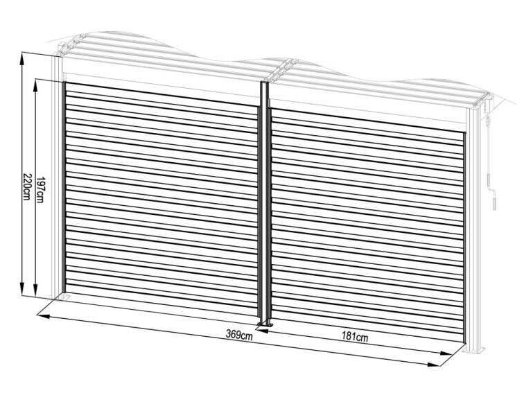 Príslušenstvo G21 fixná lamelová stena 3,7x2,2 m pre pergolu Austin