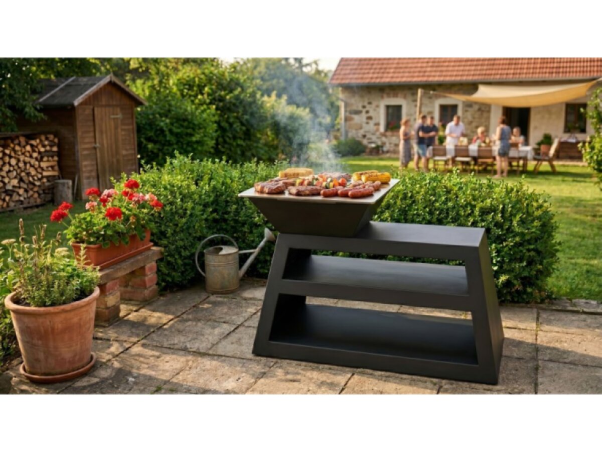 Gril G21 MAINE Black a Corten na drevo