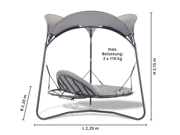 Luxusná hojdacia posteľ MAREIKE sivá