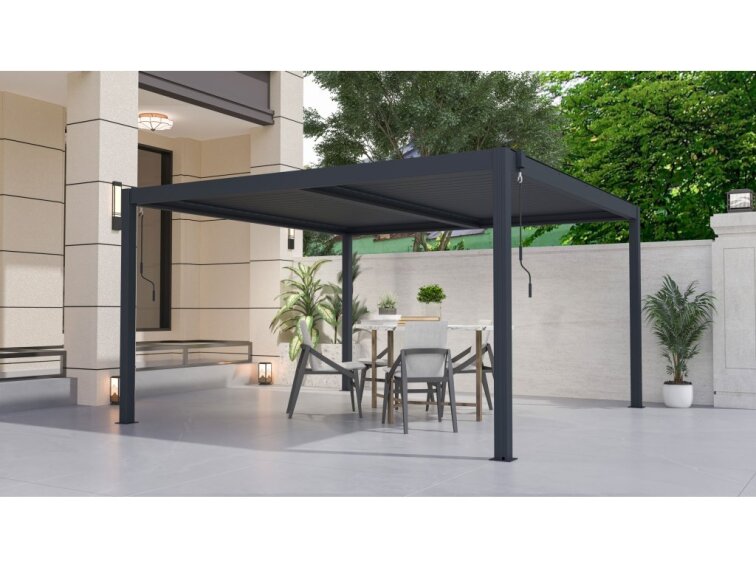 Bioklimatická pergola G21 Austin 4x4 m, antracitová hliníková