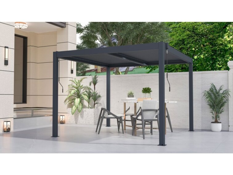 Bioklimatická pergola G21 Austin 3x3 m, antracitová hliníková