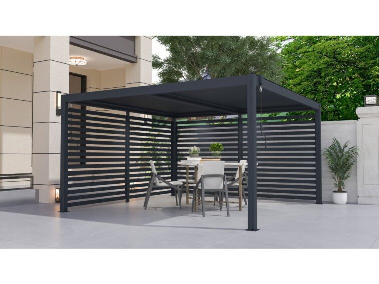 Bioklimatická pergola G21 Austin 4x4 m, antracitová hliníková