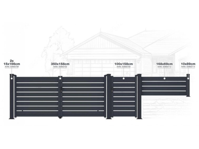Plotové polia G21 Reno 168x69 cm, antracitové