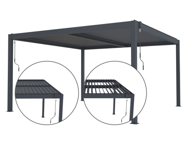 Bioklimatická pergola G21 Austin 4x4 m, antracitová hliníková
