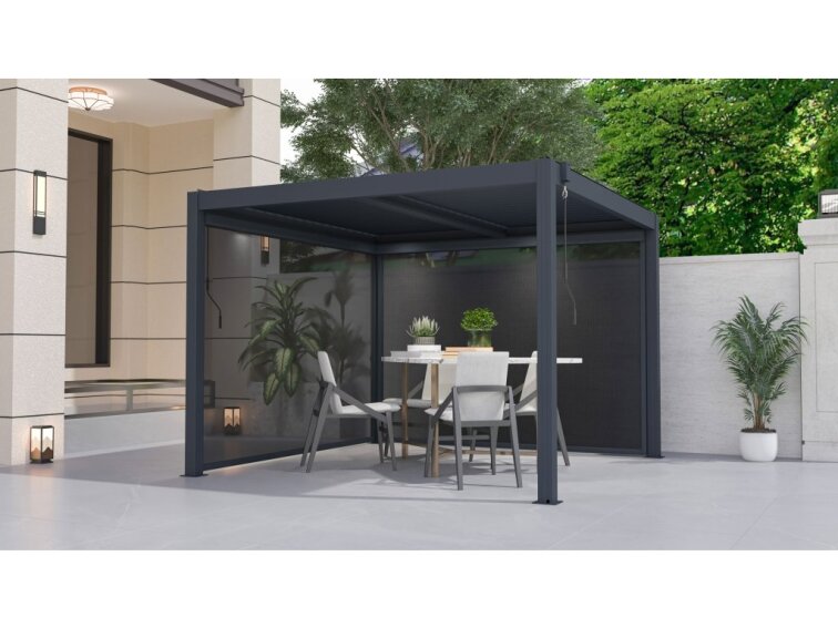 Bioklimatická pergola G21 Austin 3x3 m, antracitová hliníková