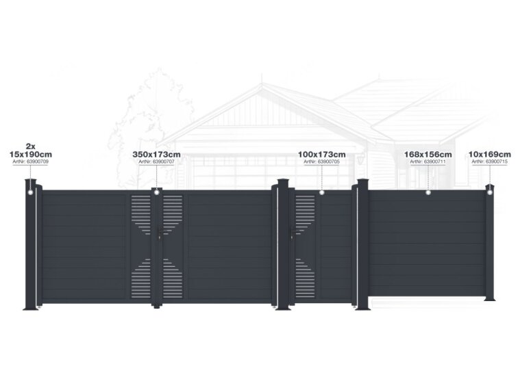 Brána G21 Marion 350x173 cm dvojkrídlová, antracitová