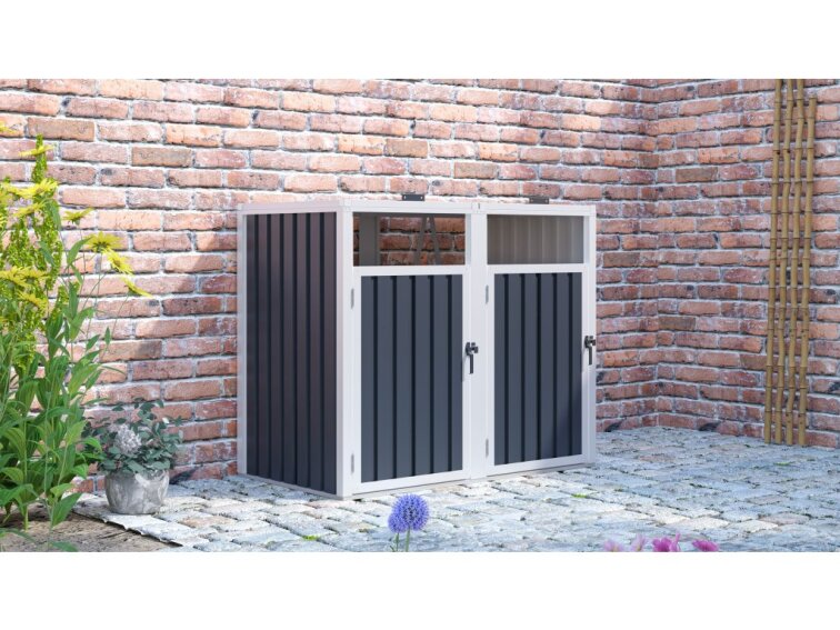 Prístrešok na popolnice - smetiaky G21 146x121x82 cm, antracitový plechový