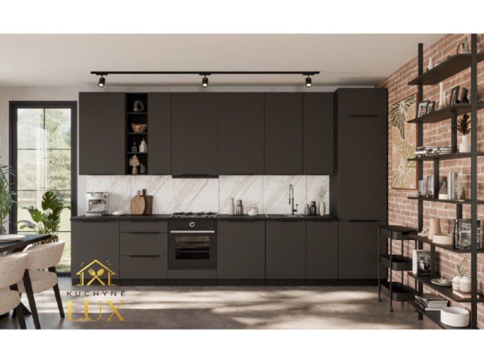 Kuchyňská linka Aria 2 - Černá a GR Graphite, 390 cm