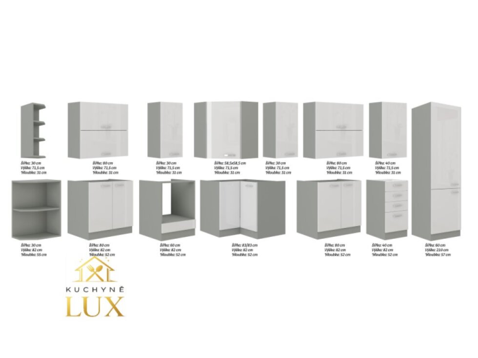 Rohová kuchyňská linka Karmen 1 - Moderní, 260 x 270 cm