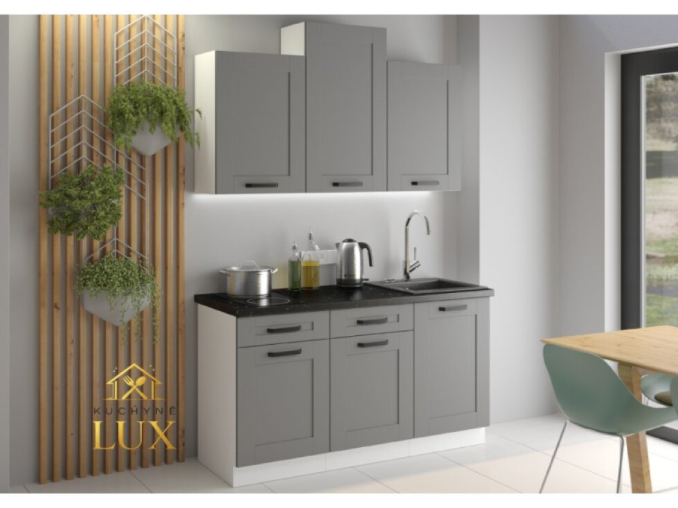 Kuchyňská linka Luna 1 - 150 cm, Bílá & Dust Grey, Moderní Styl