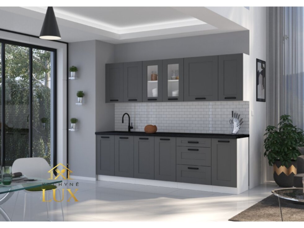 Kuchyňská linka Luna 3 - Bílá & Šedá, 260 cm