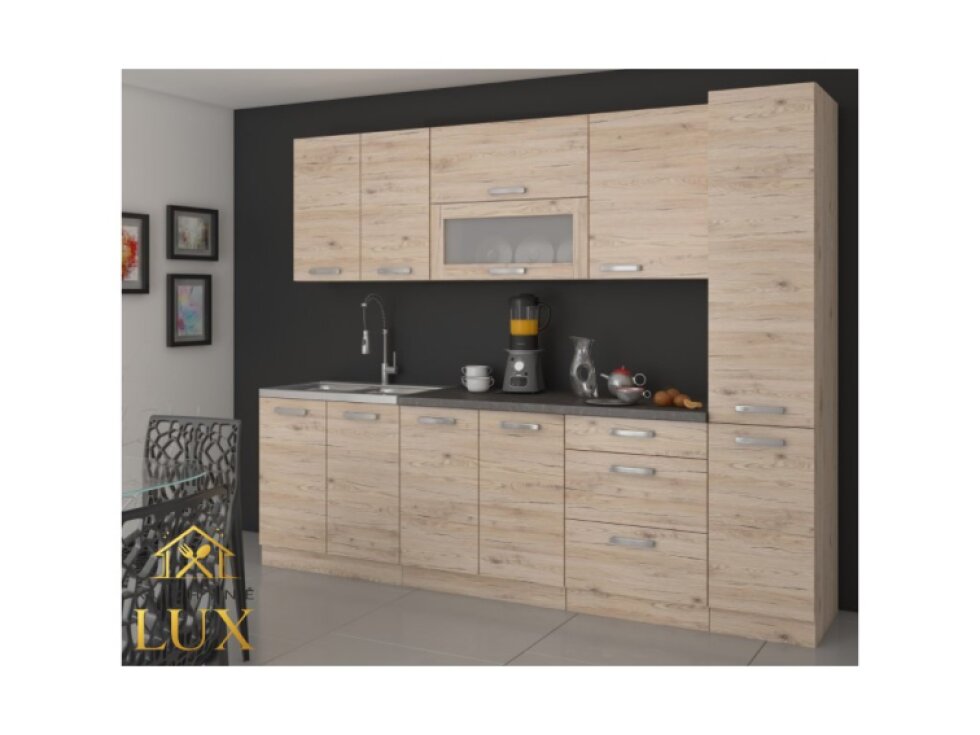 Kuchyňská linka Bordeaux 2 - 260 cm, dub bordeaux, moderní styl