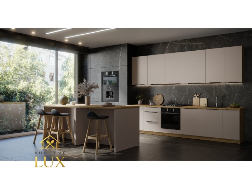 Kuchyňská linka Solea 4 - 330 cm, moderní design, dub artisan/kašmír