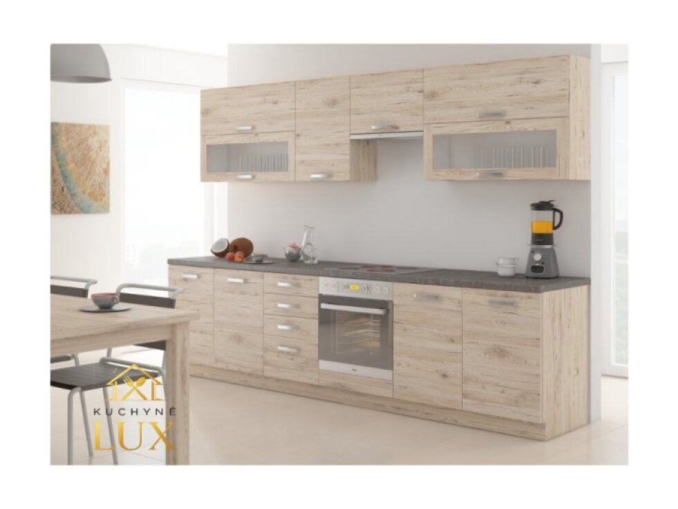 Kuchyňská linka Bordeaux 1 - 260 cm, moderní design, dub bordeaux