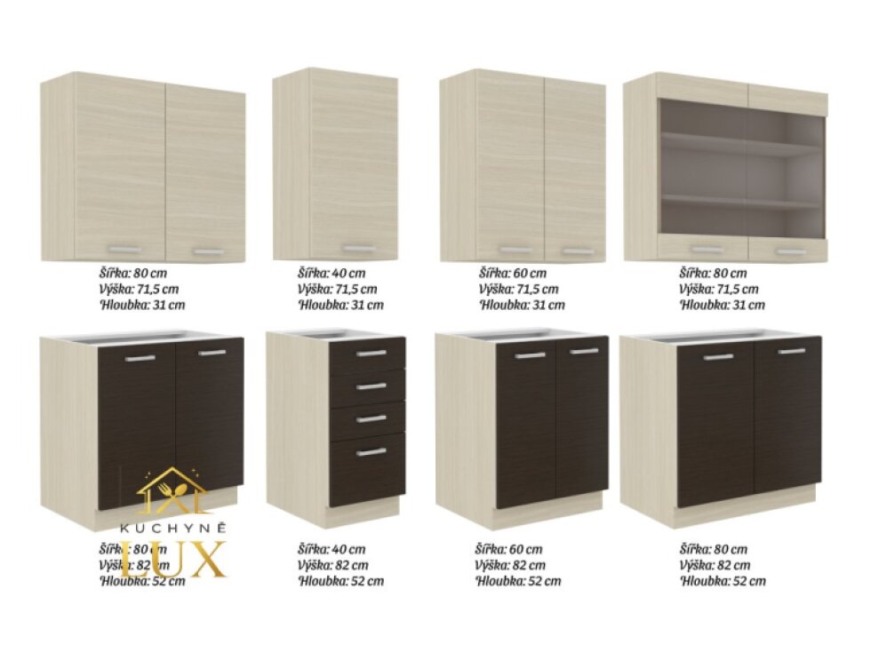 Kuchyňská linka Chamonix 2 - 260 cm, moderní design, variabilní