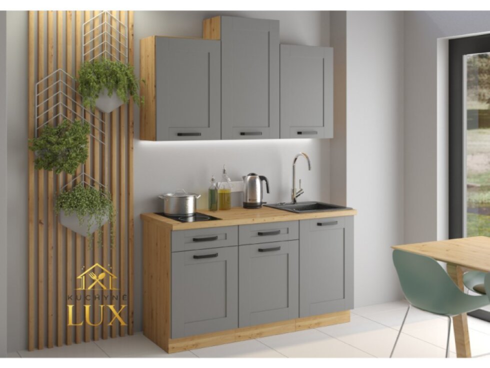 Kuchyňská linka Luna 1 - Dub artisan & Šedá, 150 cm