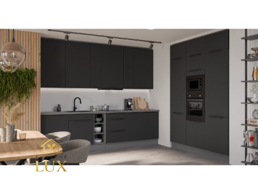 Kuchyňská linka Aria ANT 300x180 cm - Antracit & Černá