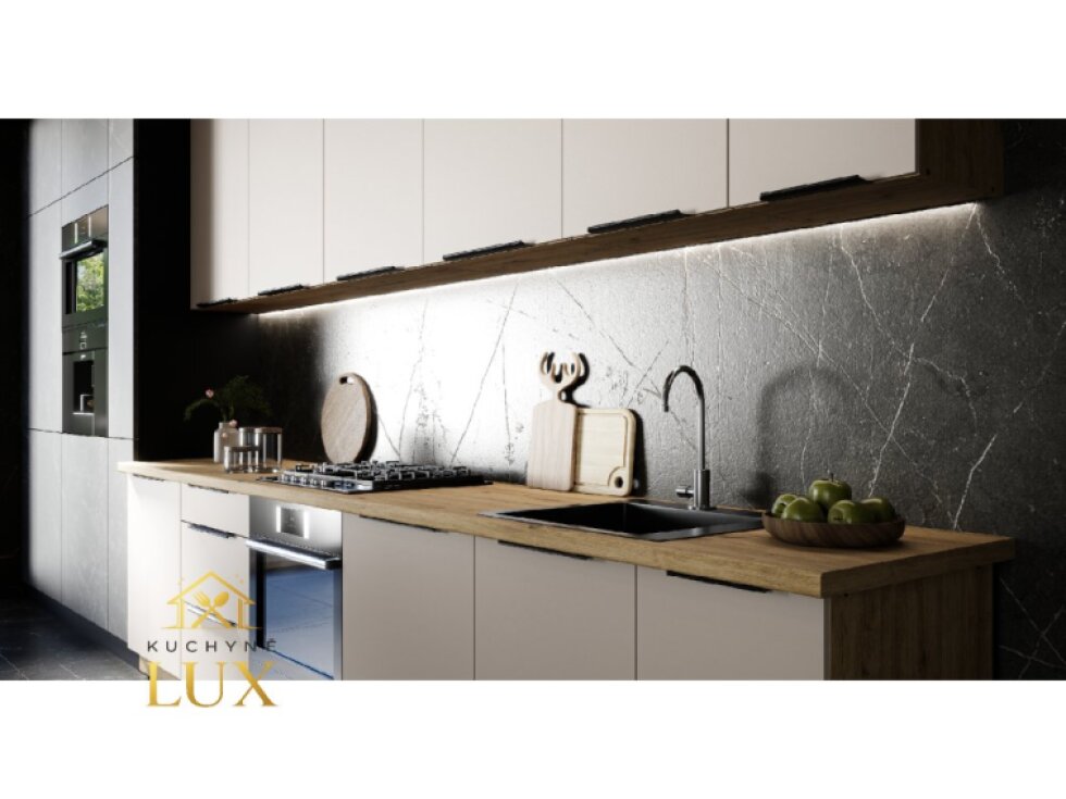 Kuchyňská linka Solea 4 - 330 cm, moderní design, dub artisan/kašmír