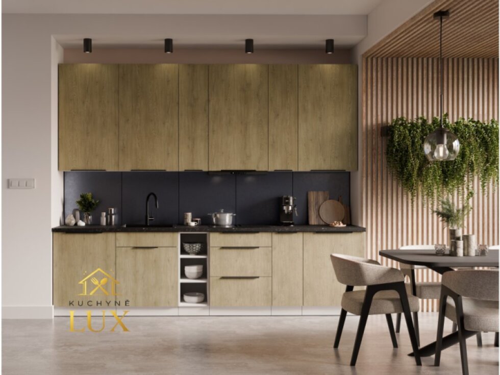 Kuchyňská linka Cremona 3 - Bílá a Dub cremona, 300 cm