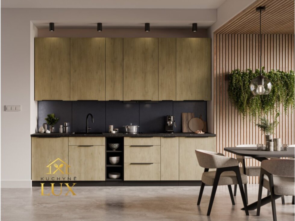 Kuchyňská linka Cremona 3 - 300 cm, Černá/Dub cremona