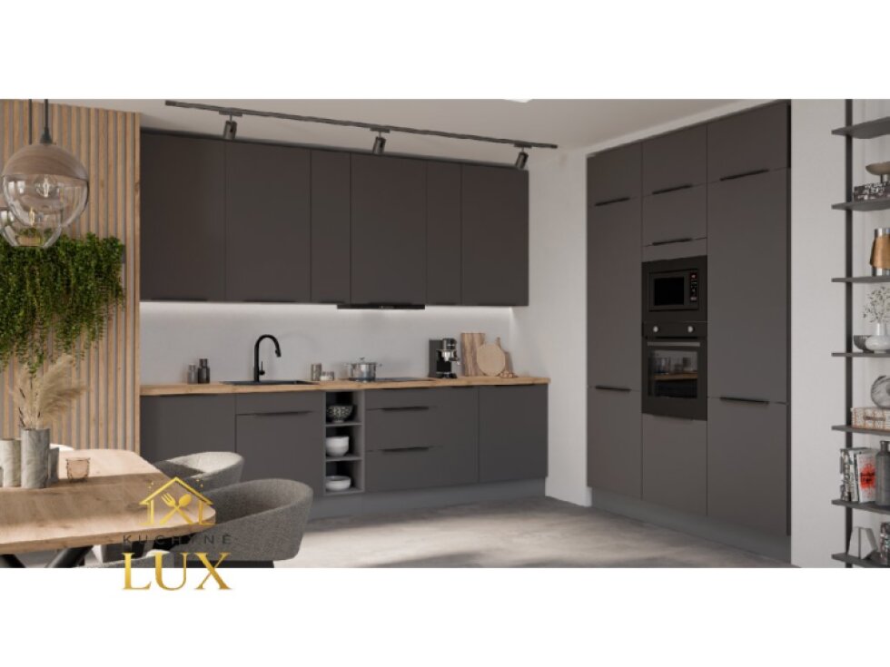 Kuchyňská linka Aria ANT 300x180 cm - Moderní Antracit & Grafit