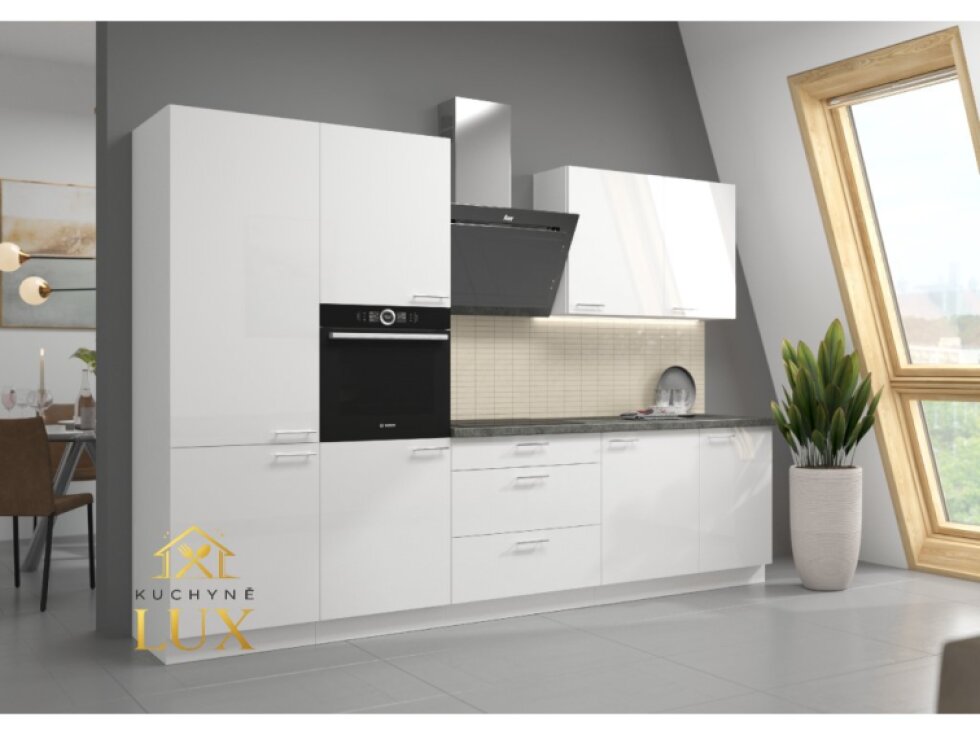 Kuchyňská linka Lara 3 - Bílá lesk, 280 cm