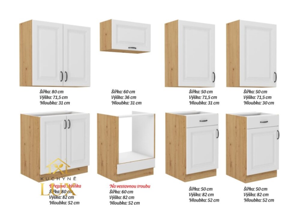 Kuchyňská linka Stilo 2 - 240 cm, Bílá matná, Variabilní