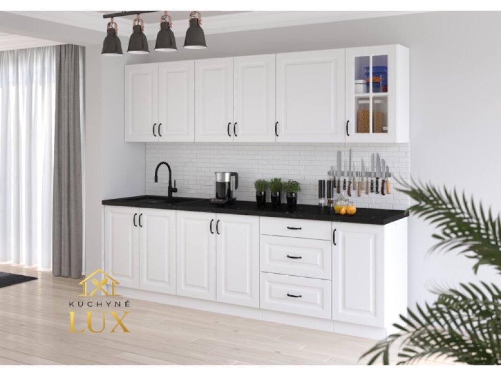 Kuchyňská linka Stilo 3 - Bílá mat, 260 cm