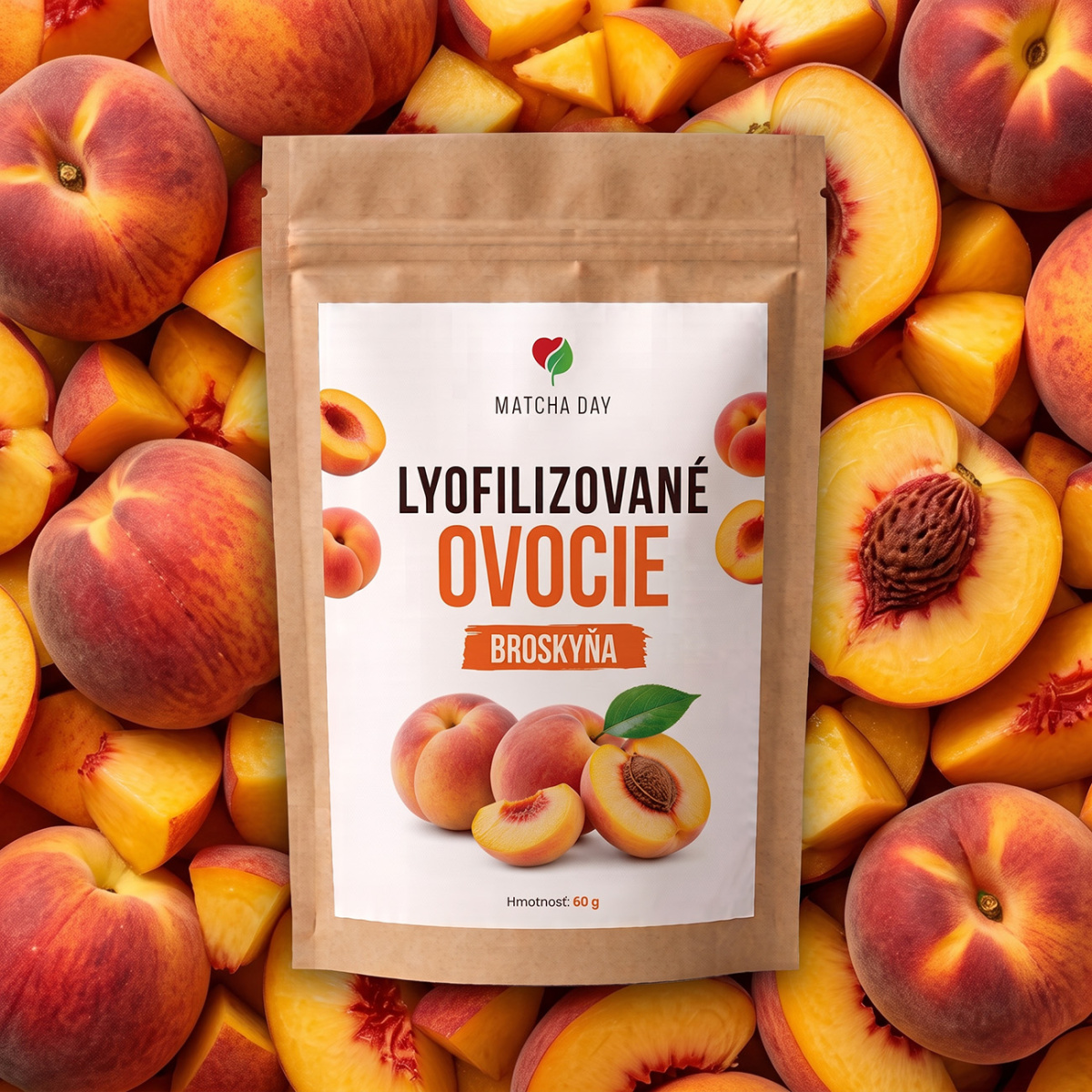 Lyofilizované broskyne 60 g (plátky)