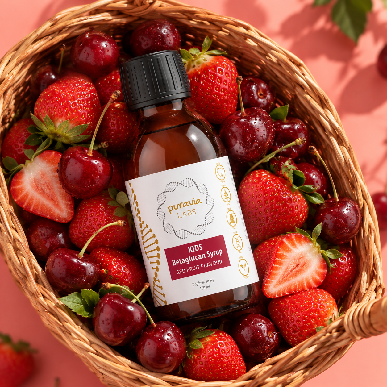 KIDS Betaglukan sirup - červené ovoce, 150 ml