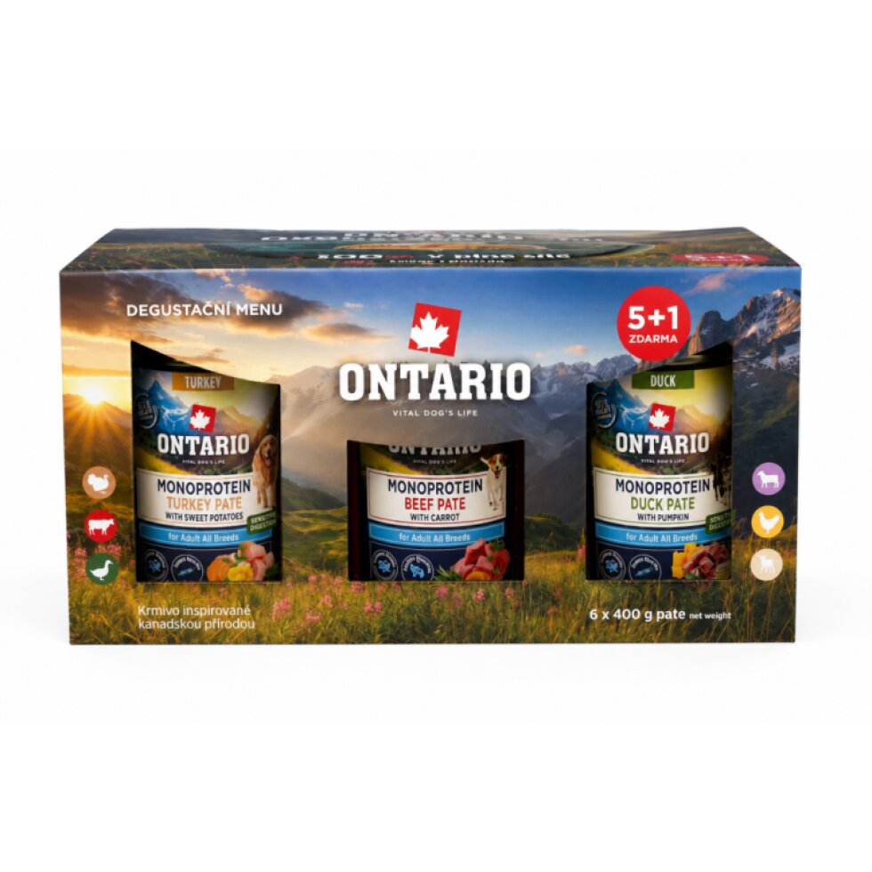 Ontario Degustationspaket für Hunde Pasteten 6×400g