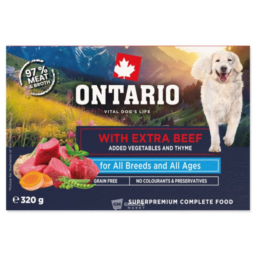 Ontario Vanička s extra hovězím 320g - Superprémiové krmivo