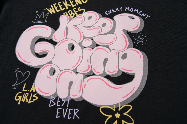 Dívčí bavlněné tričko, Keep Going On S2543B, černá