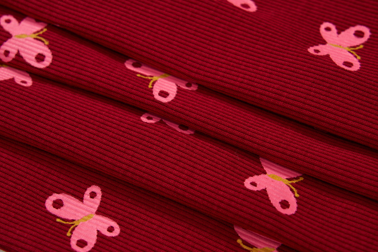 Dívčí bavlněné tričko, motýlci, bordo