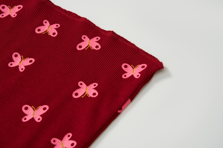 Dívčí bavlněné tričko, motýlci, bordo