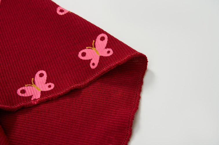 Dívčí bavlněné tričko, motýlci, bordo