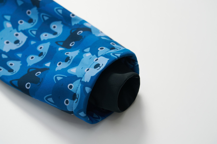 Chlapecká softshellová bunda zateplená fleecem, vlci B2664, modrá