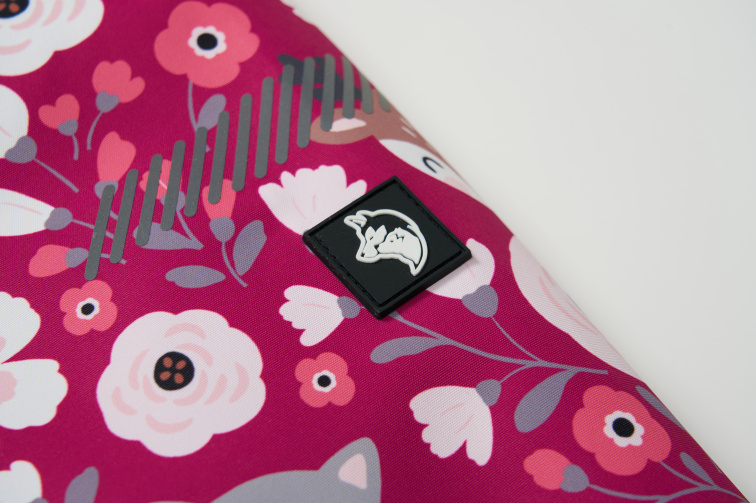 Dívčí zimní bunda, lesní zvířatka B2567, fialovorůžová