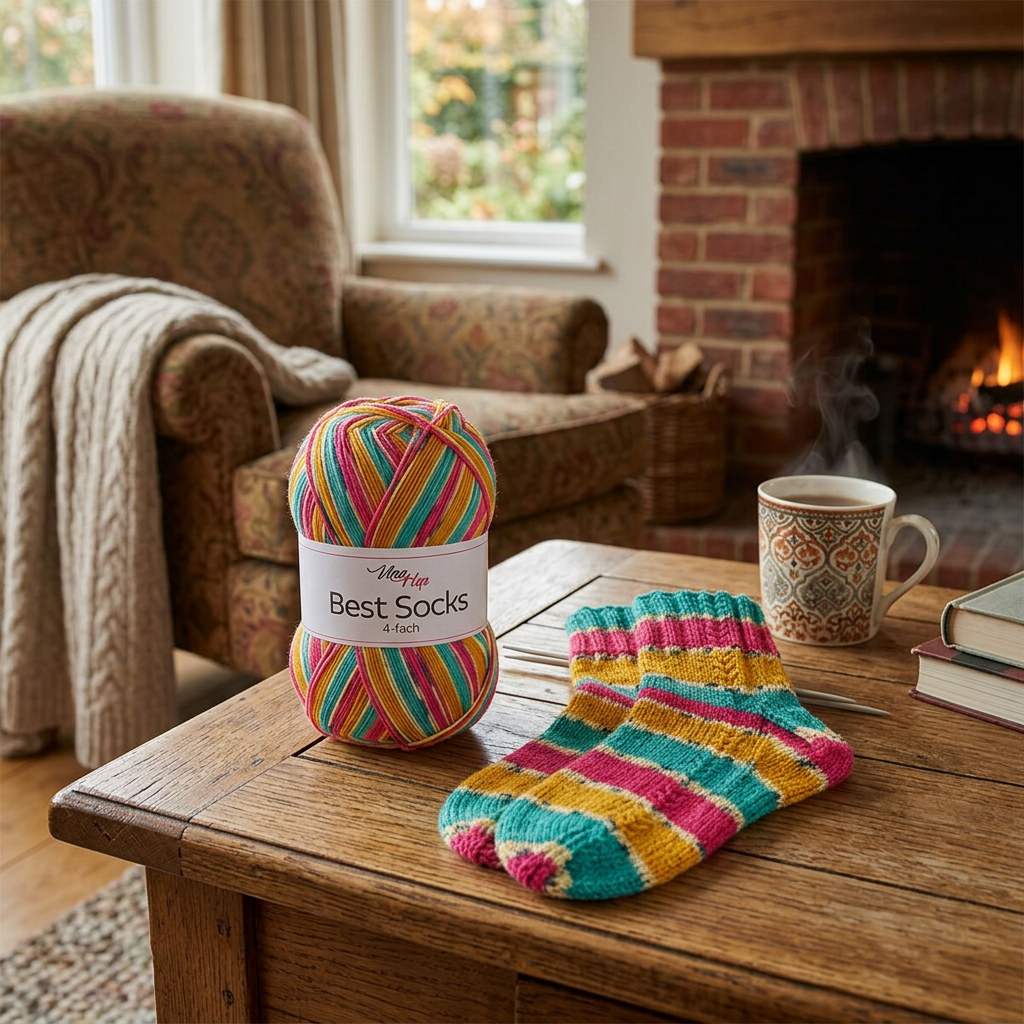 příze Best Socks 7384 tyrkysová, žlutá, růžová