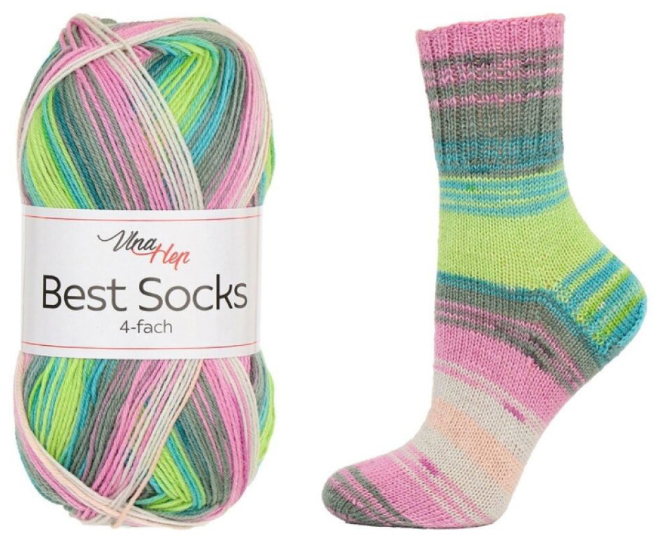 příze Best Socks 7411 šedá, růžová, meruňková